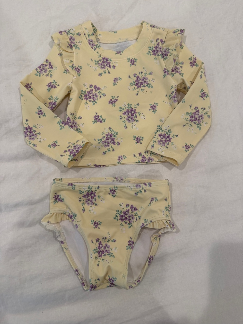 Janie and Jack 12-18 Month 2 Piece Swimsuit | yellow rashguard